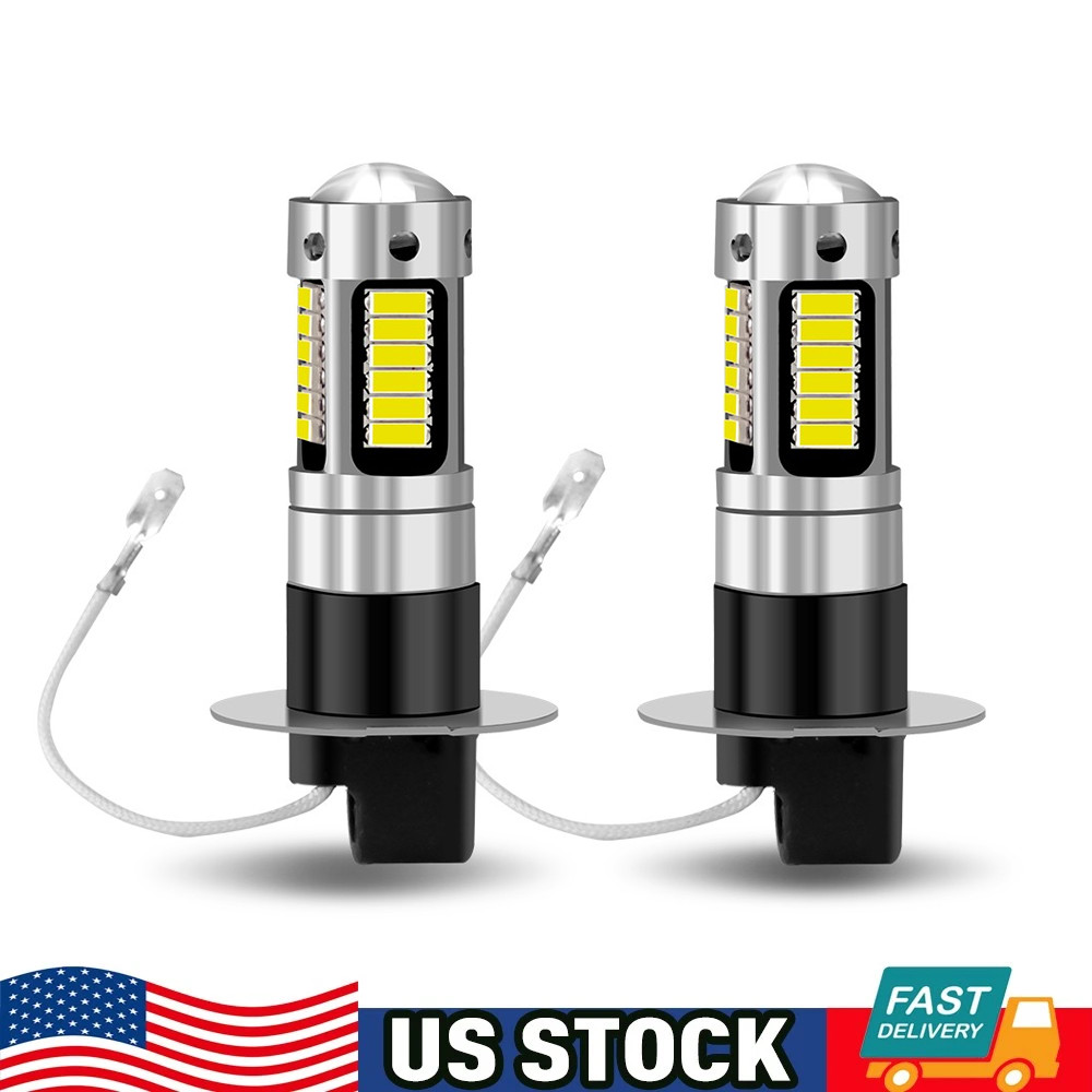 2X 6000K H3 100W White LED Fog Driving Light Bulbs Conversion Kit Super Bright