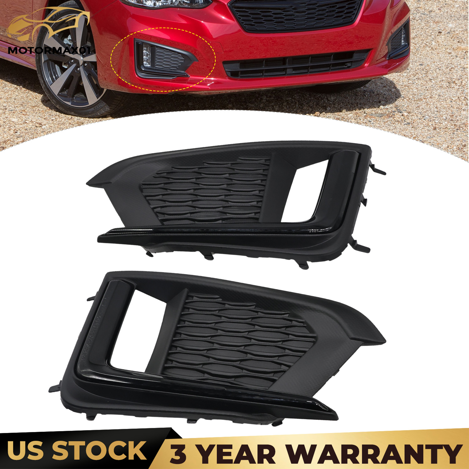 Left Right Front Bumper Fog Light Cover Bezel For Subaru Impreza 2017-2019