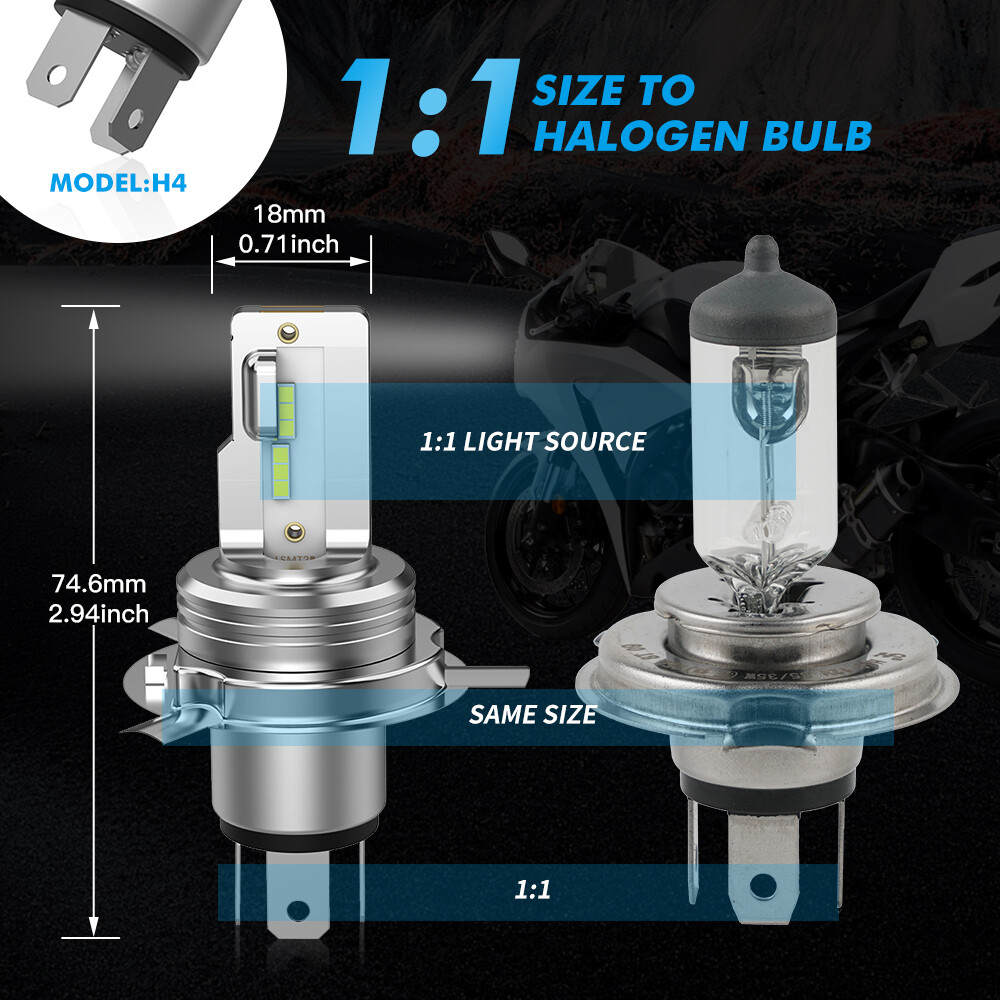 H4 9003 For Honda 34901-MC7-602 LED Headlight Hi/Low Beam 1500LM 6500K White Kit