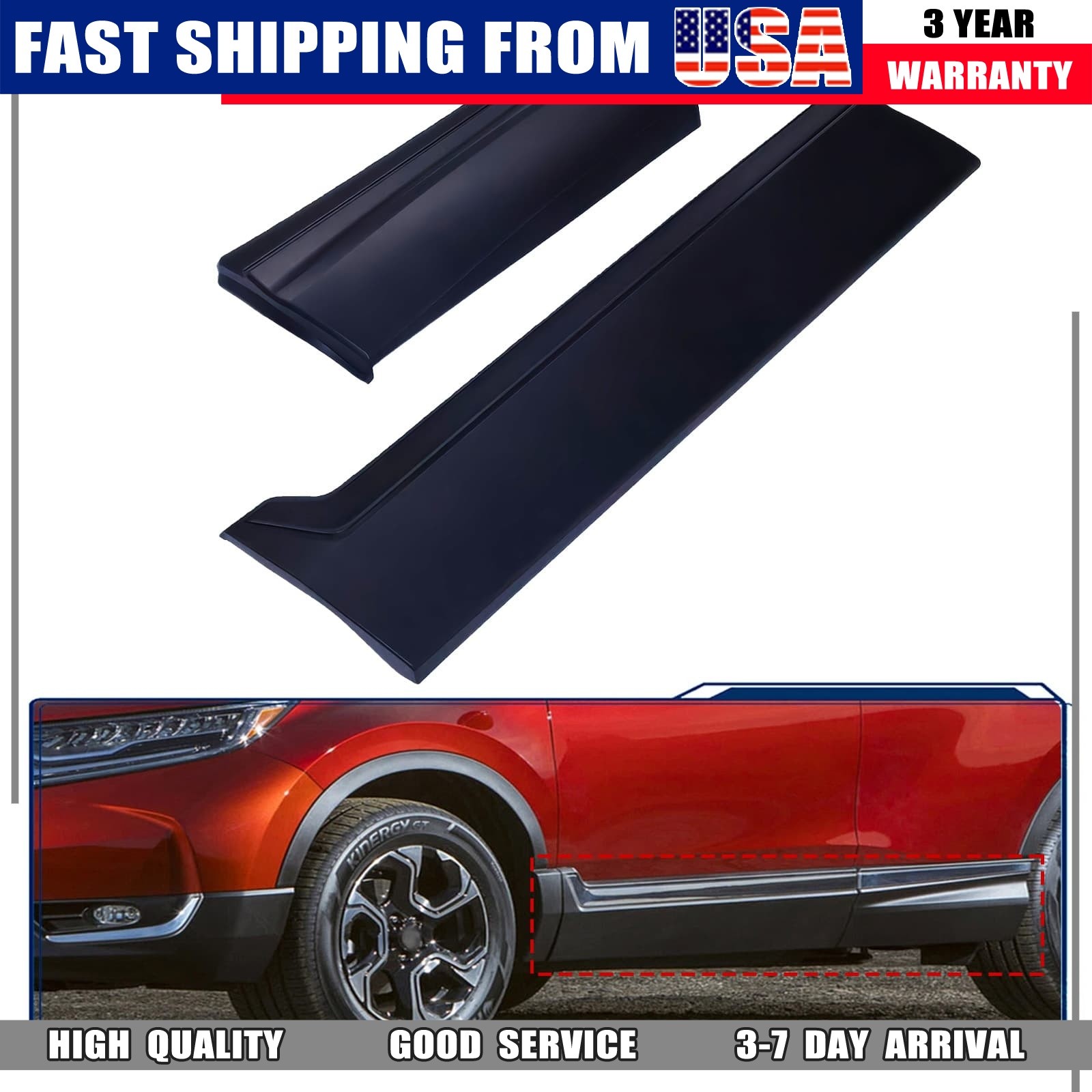 Left Side Front & Rear Door Lower Molding Garnish Panel For Honda CR-V 2017-22