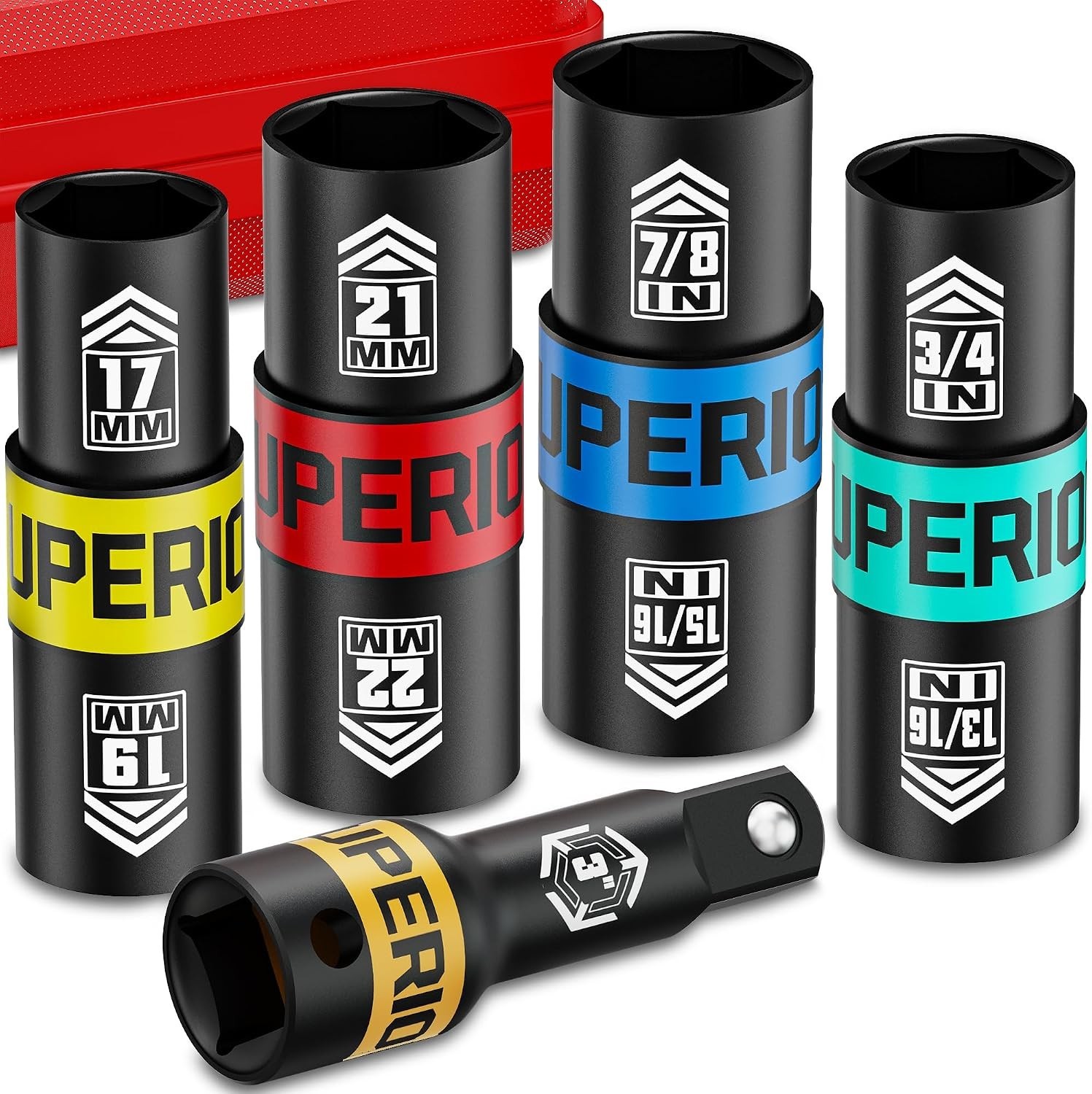 1/2″ Drive Lug Nut Impact Socket Set, 5 Pcs Impact Sockets, Flip Socket Set, …