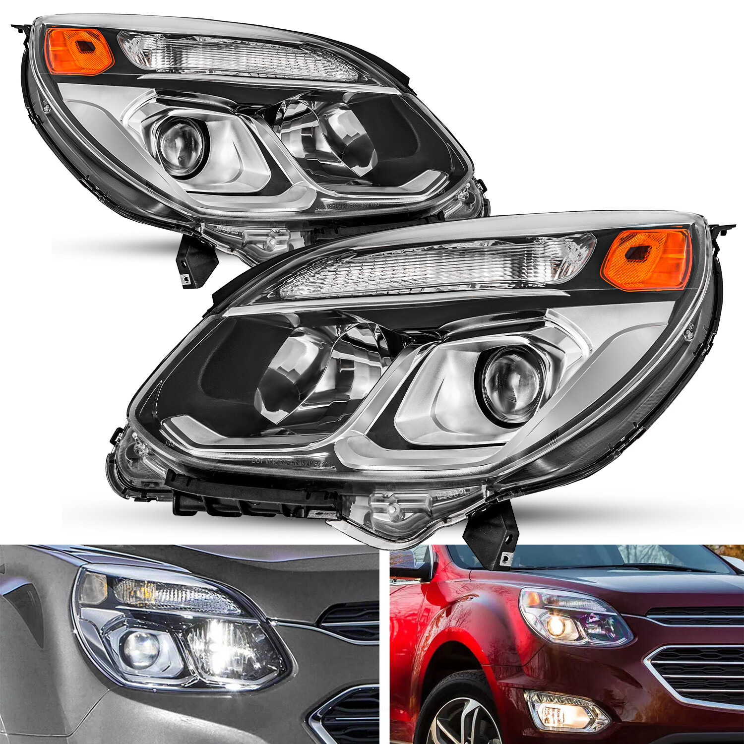 For 2016-2017 Chevy Equinox Halogen Chrome Headlight 16 17 Headlamp Assembly
