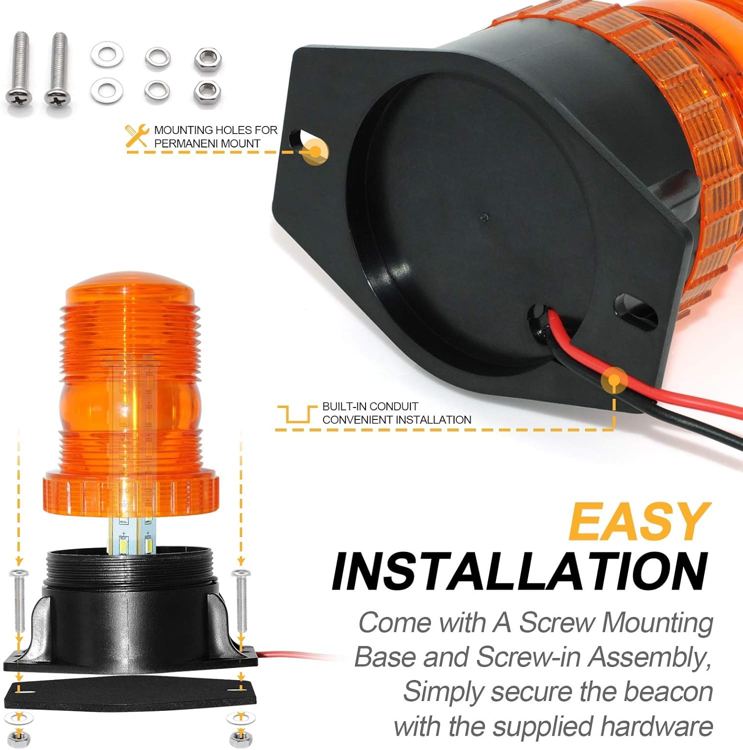 Amber 6W IP65 Strobe Beacon Pair LED-018 12-30V For Bus Truck Vehicle