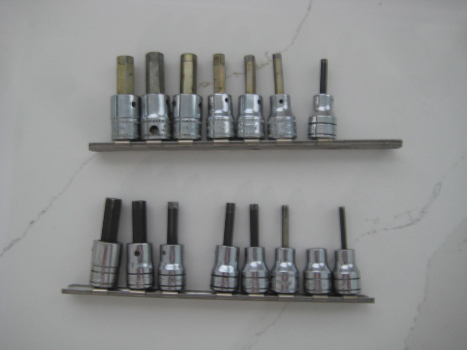 Snap On Hex bit sets 3/8 drive Metric & SAE 15 pcs + holders Both sets ,One $