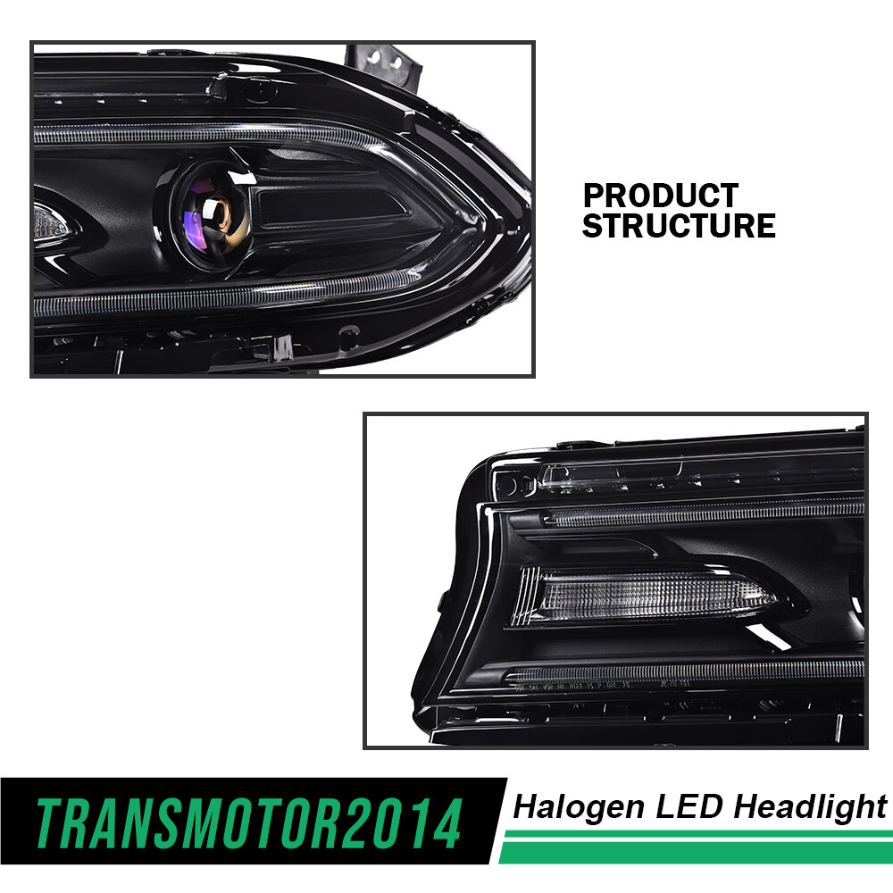 Fit For Dodge Charger 15-22 Headlights LED DRL Halogen Left & Right Headlamps