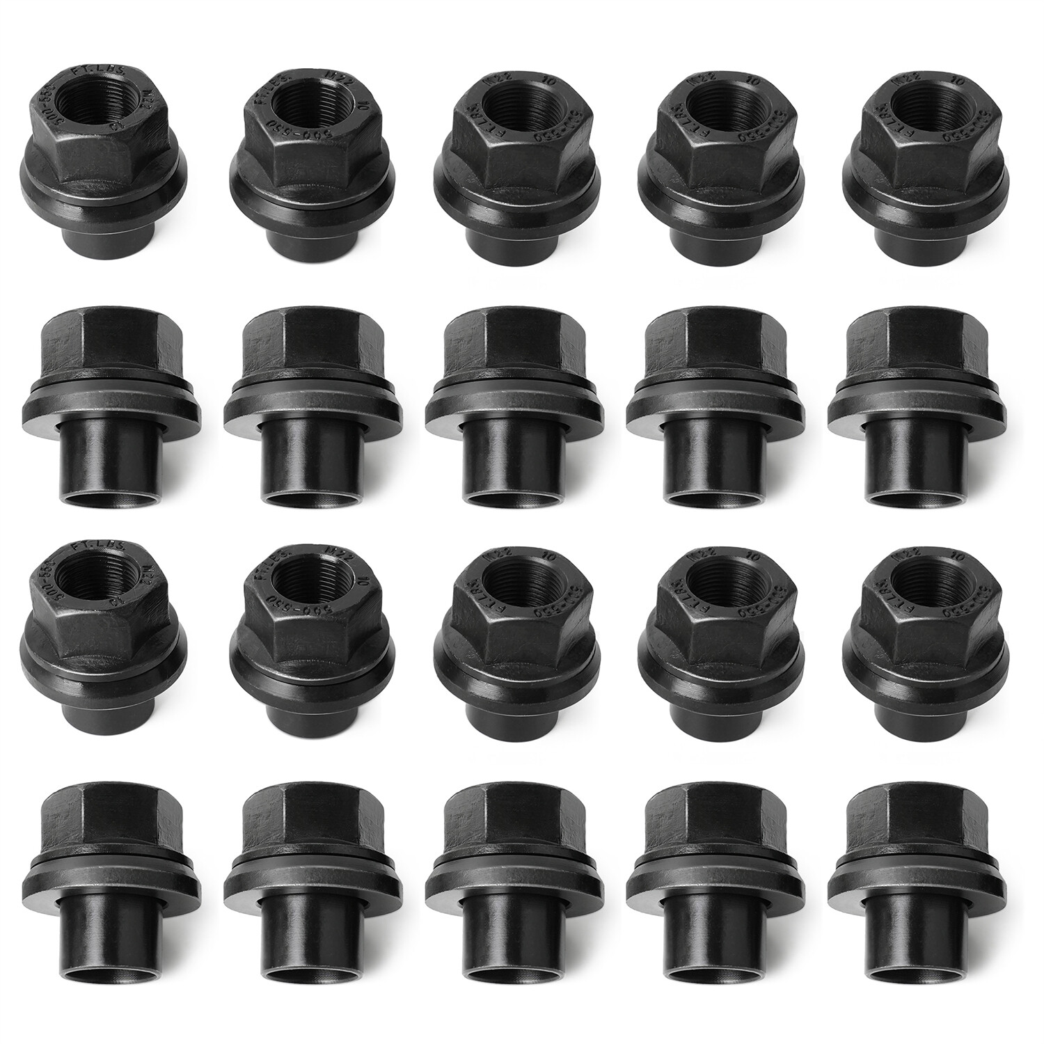 Set of 20 33mm M22x1.5 x 19mm Wheel Nuts Sleeve Nuts M22-1.5x19mm Skirt Flange