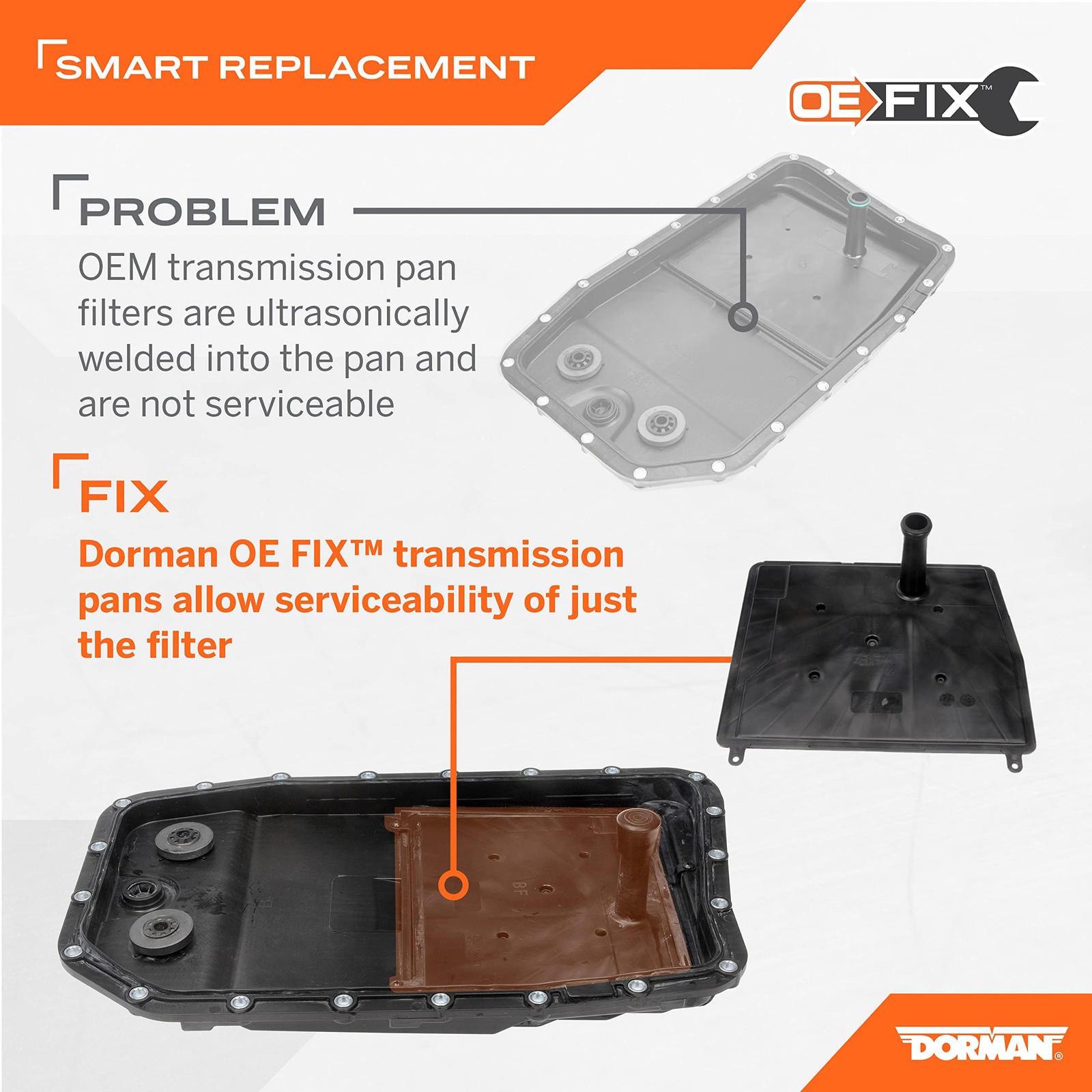 Dorman 265-850 Transmission Pan With Drain Plug, Gasket And Stock, Black