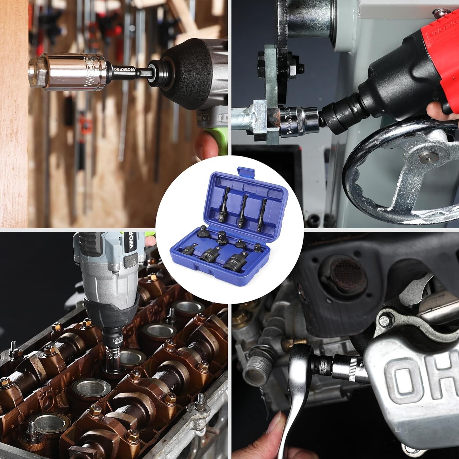 WORKPRO 10 Pieces Impact Socket Adapter Set with a Heavy-Duty Case Black NEW