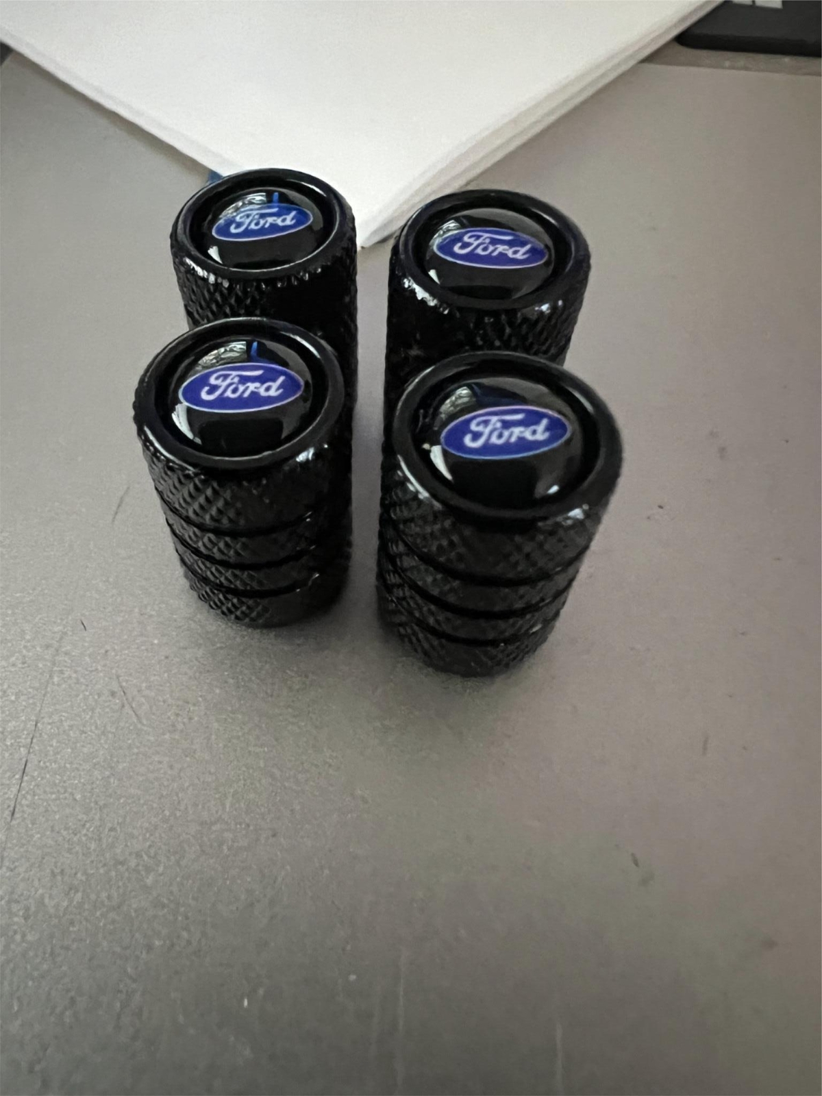 4 Black Ford Tire Valve Stem Caps For Truck Car Universal Fitting Free Shipping