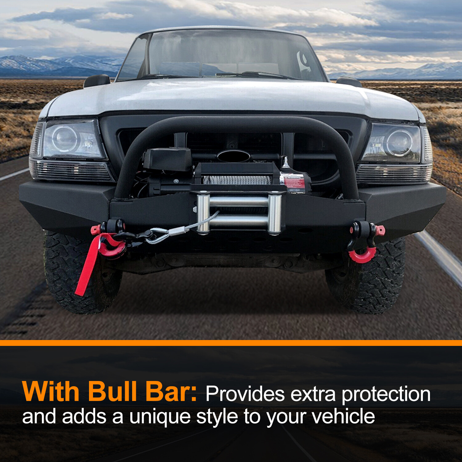For 1998-2011 Ford Ranger Modular Front Black NEW Winch Bumper with Bull Bar