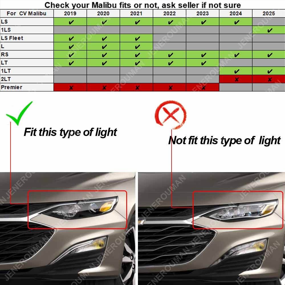 Headlight Assembly Fit For 2019-2025 Chevrolet Malibu Halogen Headlamp W /Bulb