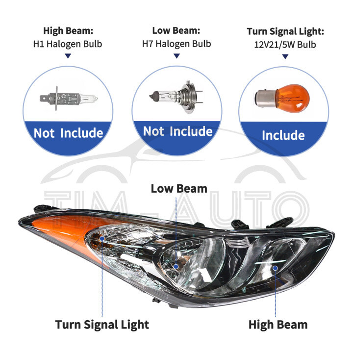 Pair Set Halogen Headlight Headlamp Assembly For 2011-2013 Hyundai Elantra