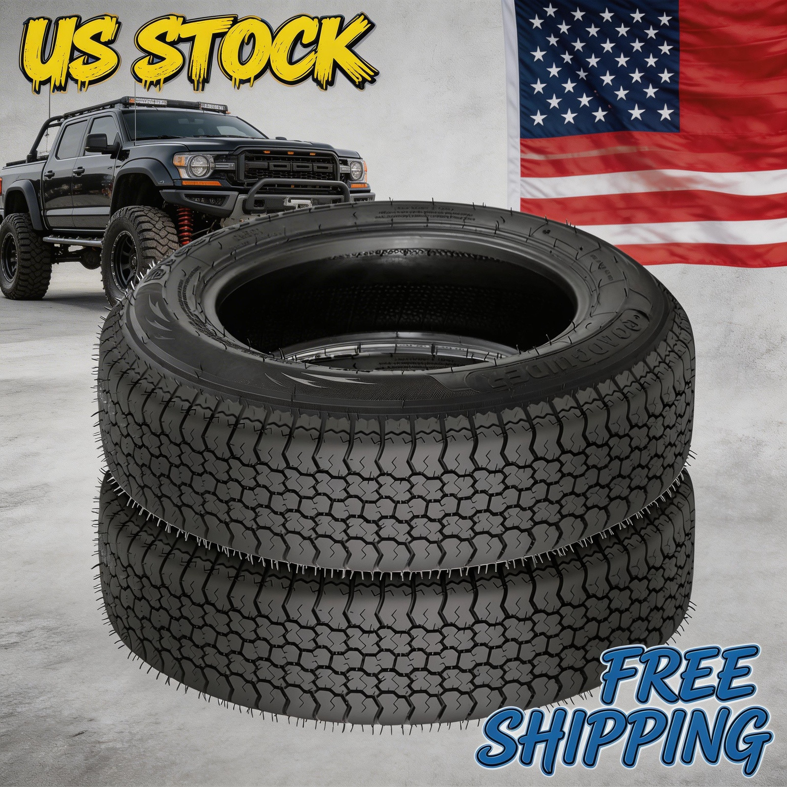 2 Pack ST175/80D13 13″ Tubeless Trailer Tires B78-13 6 ply Heavy Duty 175 80 13