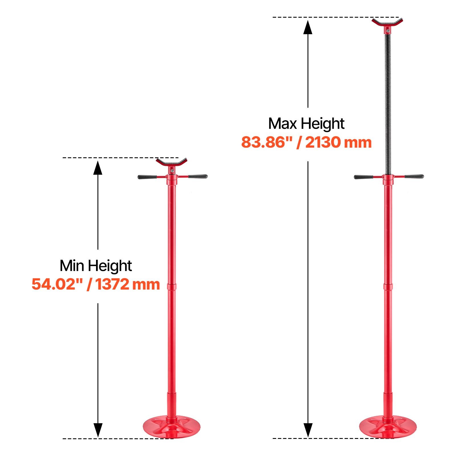 3/4Ton 1653lbs Height Adjustable UnderHoist Jack Stand Carbon Steel
