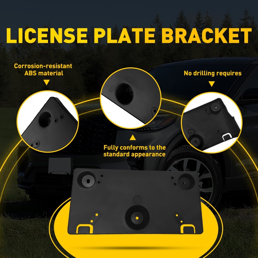 Front License Plate Mount Bracket Holder Plastic Fits 2025 Ford Explorer Black