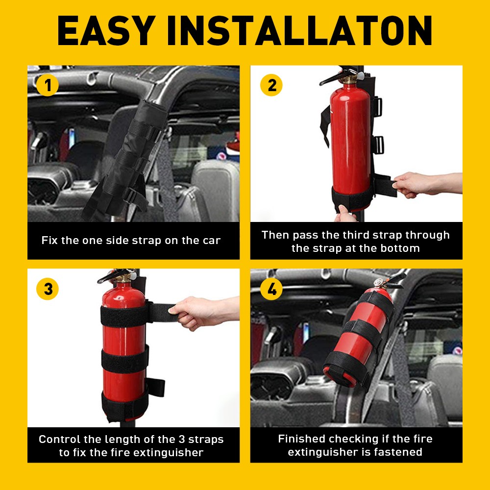 Adjustable Roll Bar Fire Extinguisher Mount Holder 3 lb for Jeep Wrangler JK JL