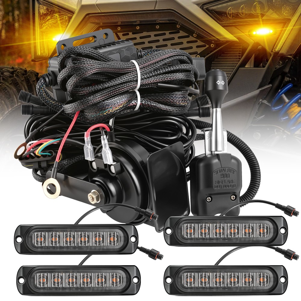For Polaris Ranger Fullsize Midsize 500 570 UTV Turn Signal Kit w/Horn Plug Play