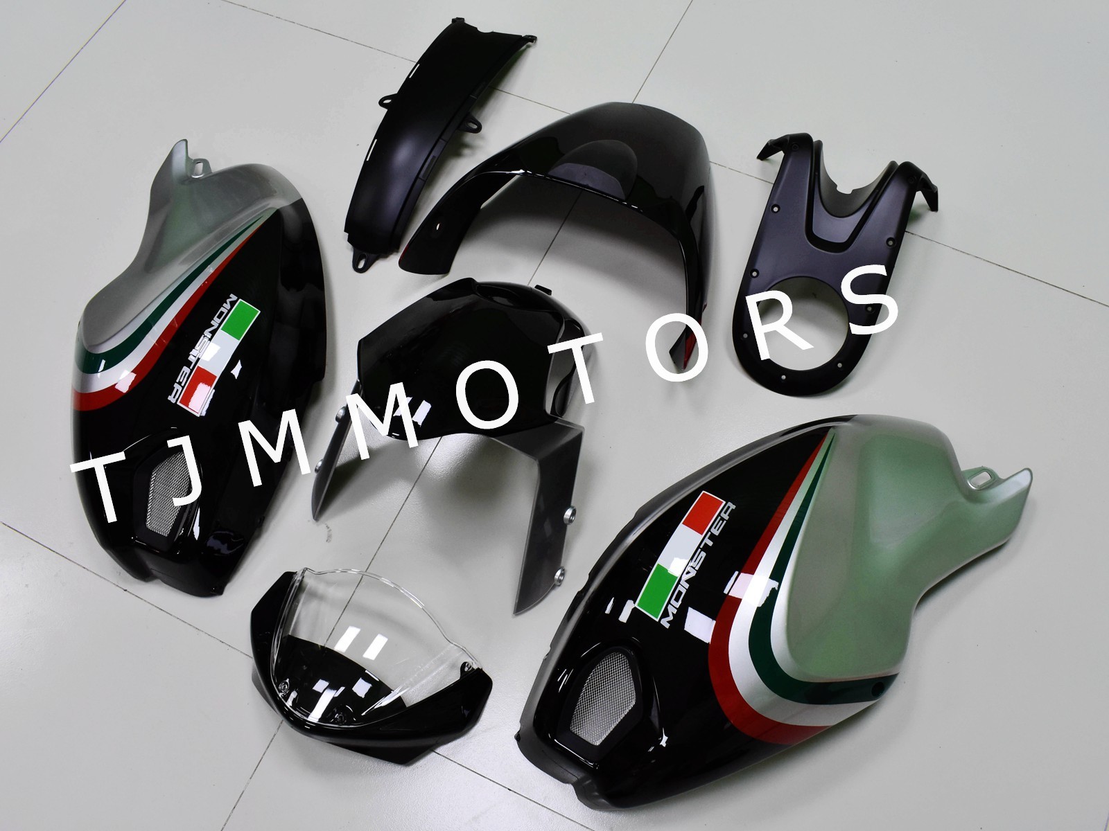 For Ducati Monster 696 796 1100 Black Silver ABS Injection Mold Bodywork Fairing