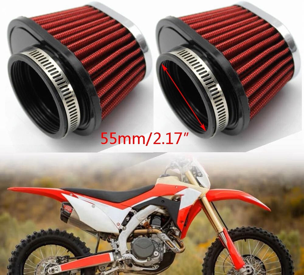 2Pcs Motorcycle High Flow Air Filter 55mm For Motocross Scooter Air Pods Cleaner