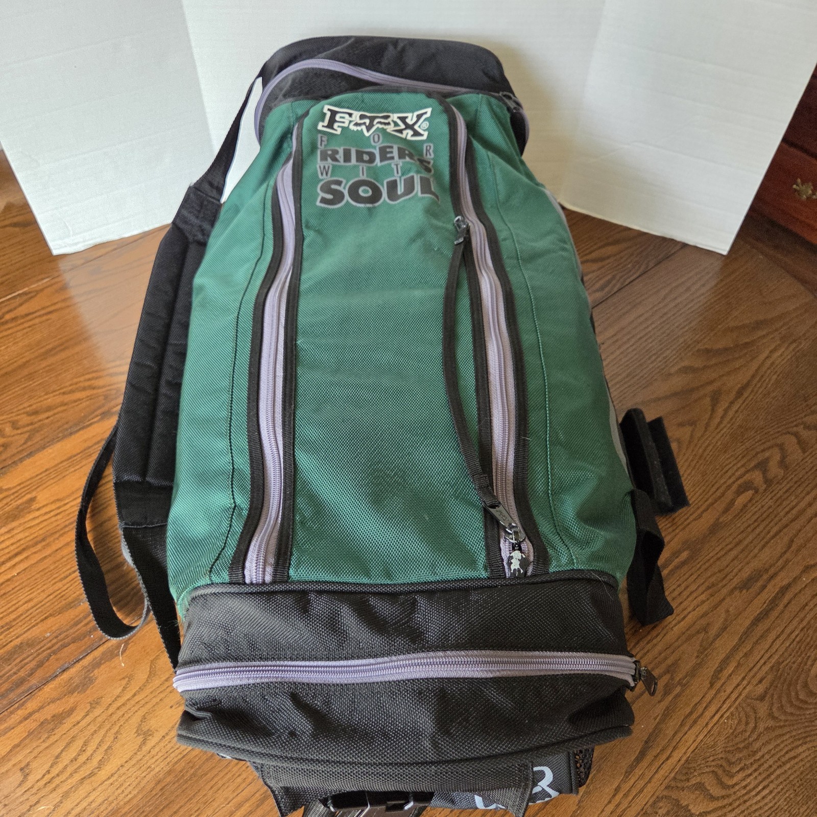 Fox Racing Gear Duffle Bag Lrg Green “Riders with Soul” Dirt Bike Motocross EUC