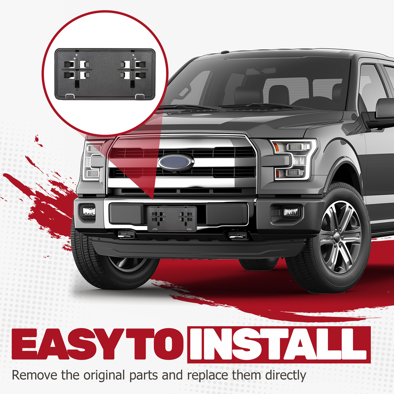 Front License Plate Bracket Mount Holder For 2015-17 FL3Z17A385B Ford F-150 F150