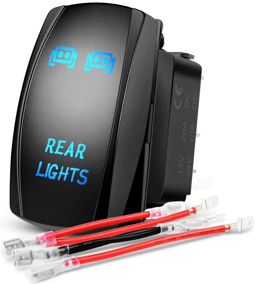 Laser Rocker Switch Rear LED Light Bar On-Off 5 Pins 20A/12V 10A/24V Truck Boats