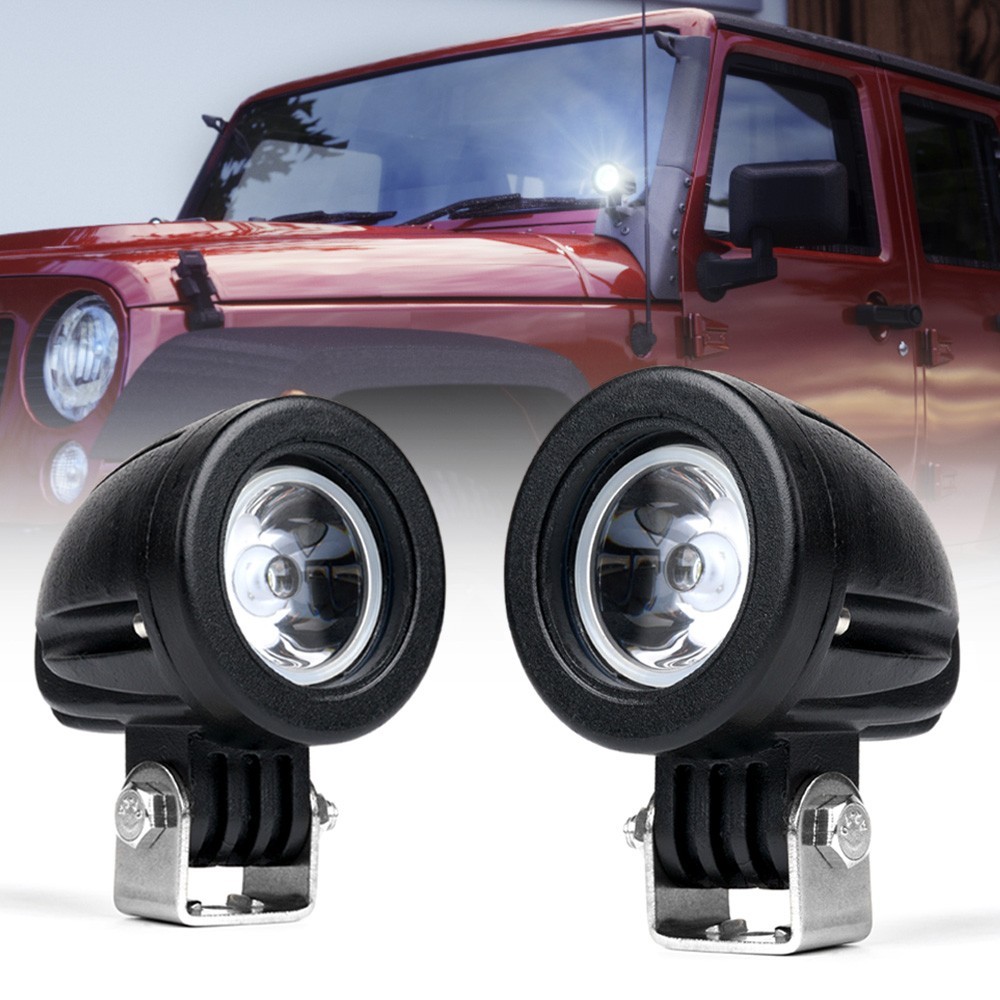 2PCS 10W Round Spot LED Work Light Pod IP67 800LM 6000K Offroad Lamp Truck ATV