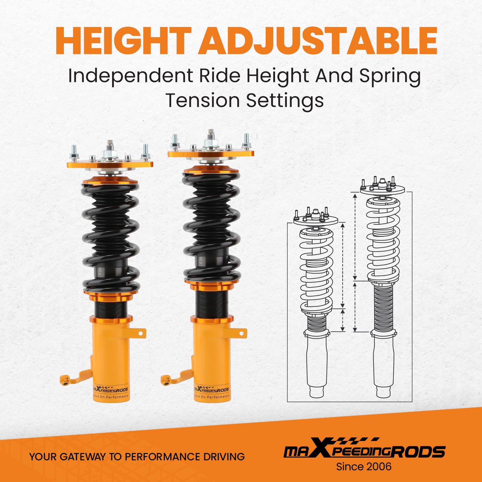 MaXpeedingrods Coilover Kit w/ 24-Way Adj. Damping For Toyota Corolla 1988-2002