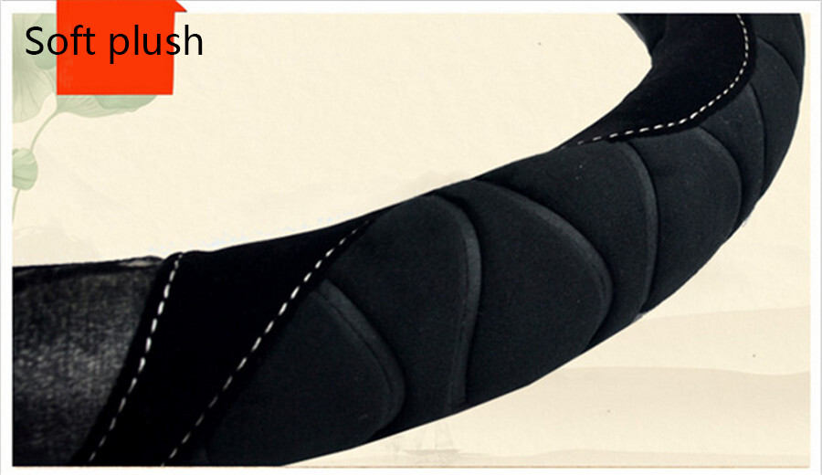New short plush steering wheel cover flocking car handle warm non-slip for car