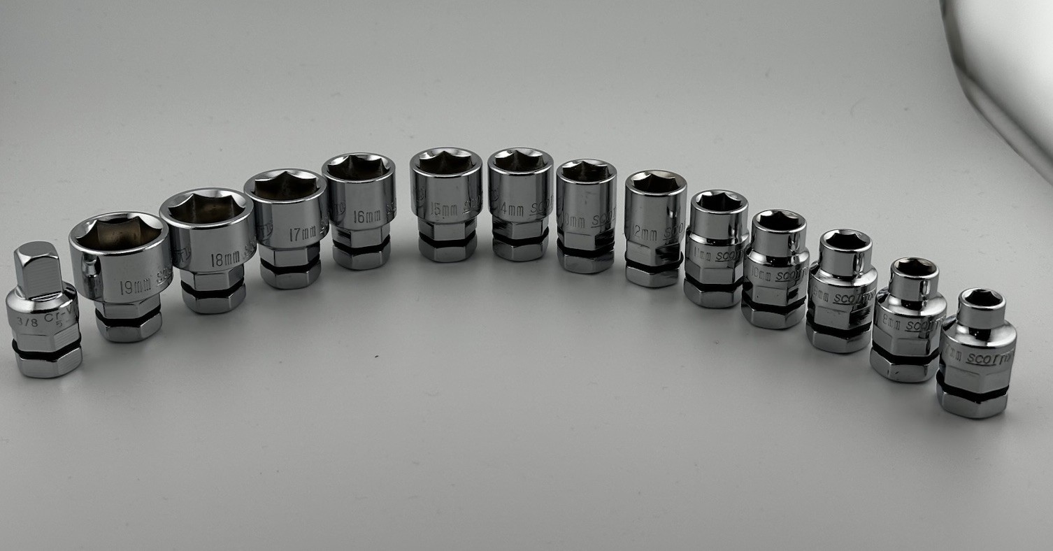 14 Piece, 3/8″ Drive Low Profile Nano Socket Set Metric, 7mm-19mm No Skips.