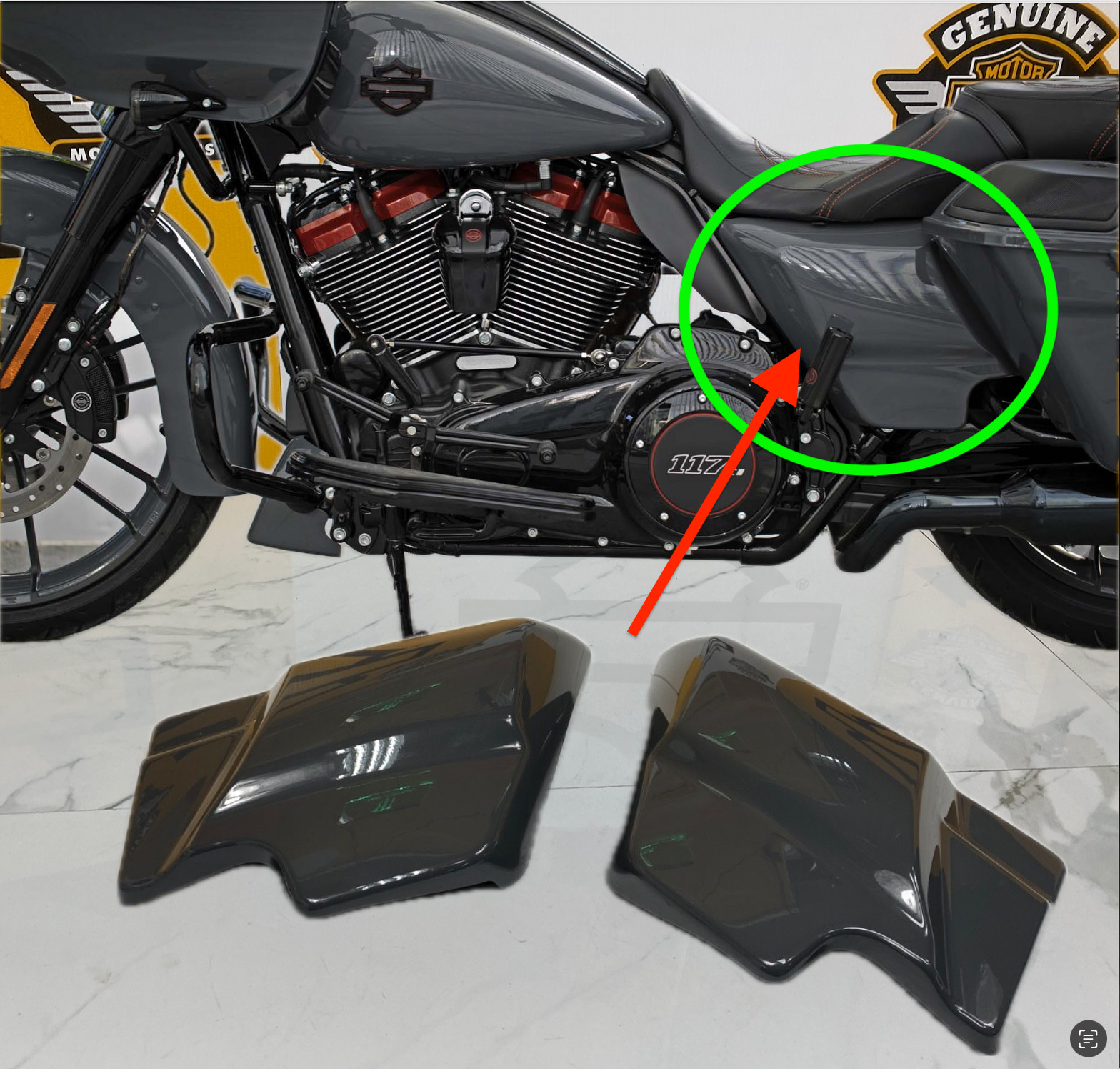 CVO OEM Harley 2018 Road Glide Street Glide Side Covers Fairings Gunship Gray