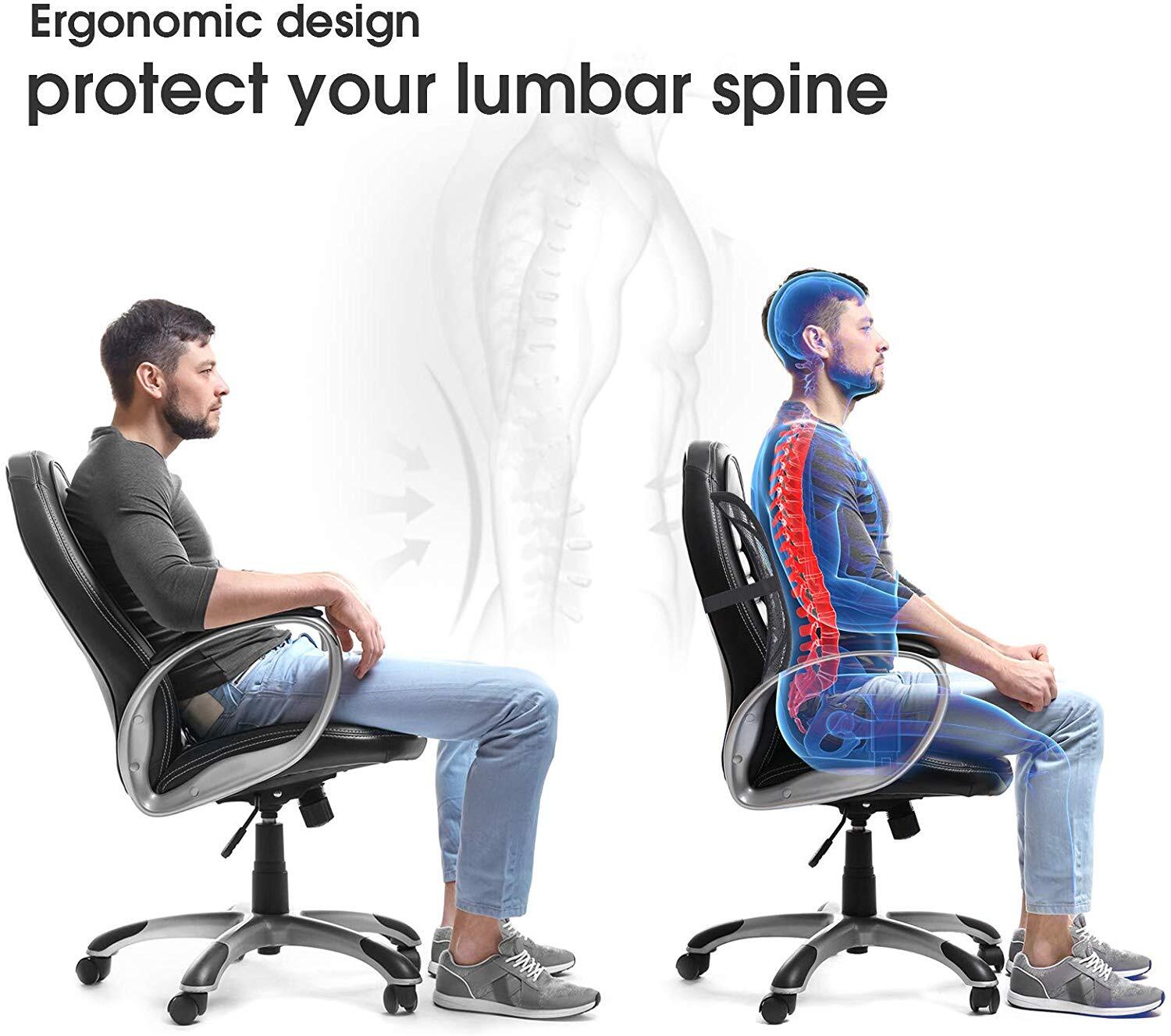 Universal 2x Mesh Back Support Lumbar Brace For Car Office Seat Chair Cushion
