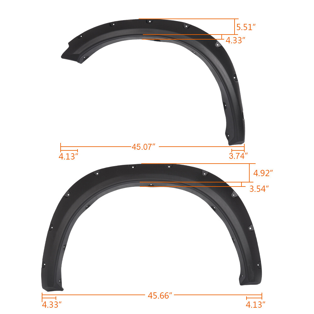 4PCs Wheel Fender Flares Textured Fit For 2009-2023 Dodge Ram 1500 Pocket Rivet