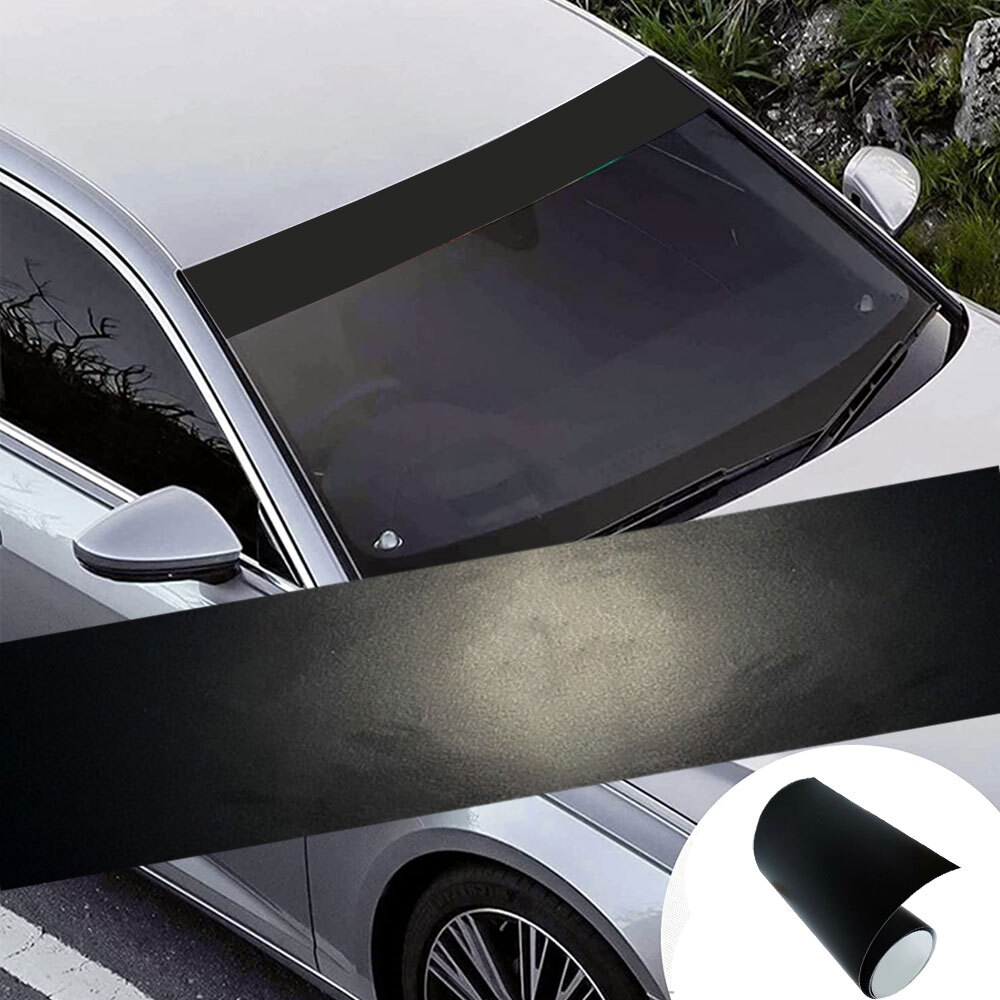 Car Front Windshield Sun Visor Matte Black Strip Sticker Sun Shade Accessories
