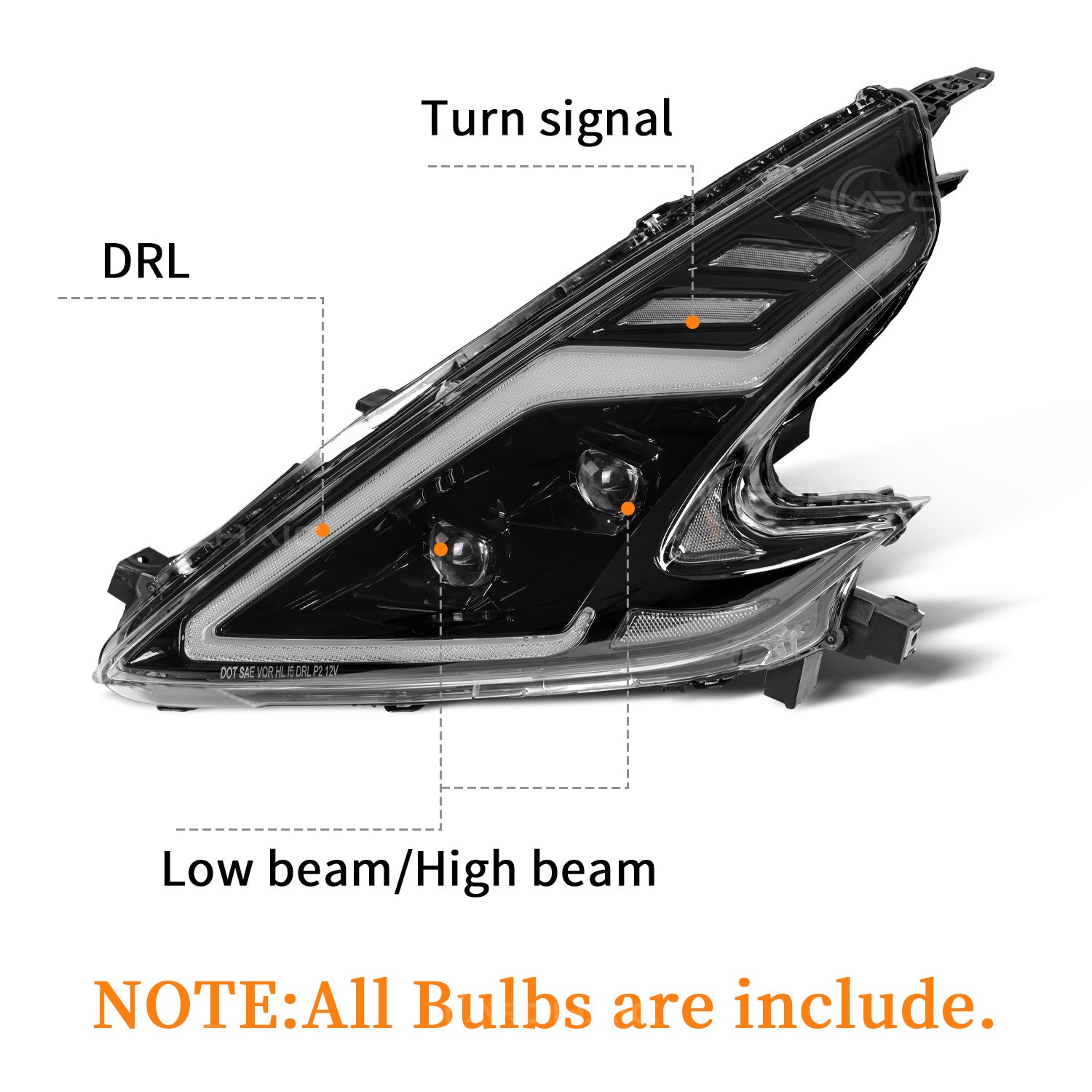 LED Projector Headlights Front Lamp RH+LH For Nissan 370Z Fairlady Z34 2009-2021