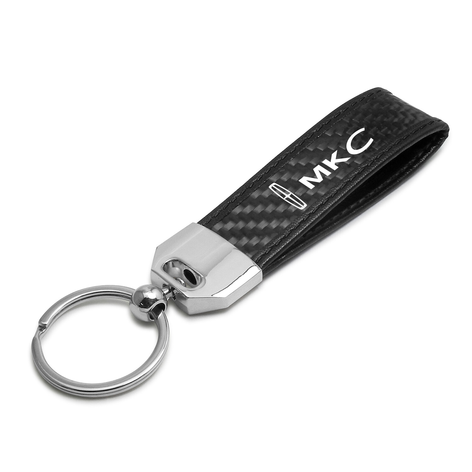 Black Leather & Carbon Fiber Key Chain Black Stitching – Lincoln MKC