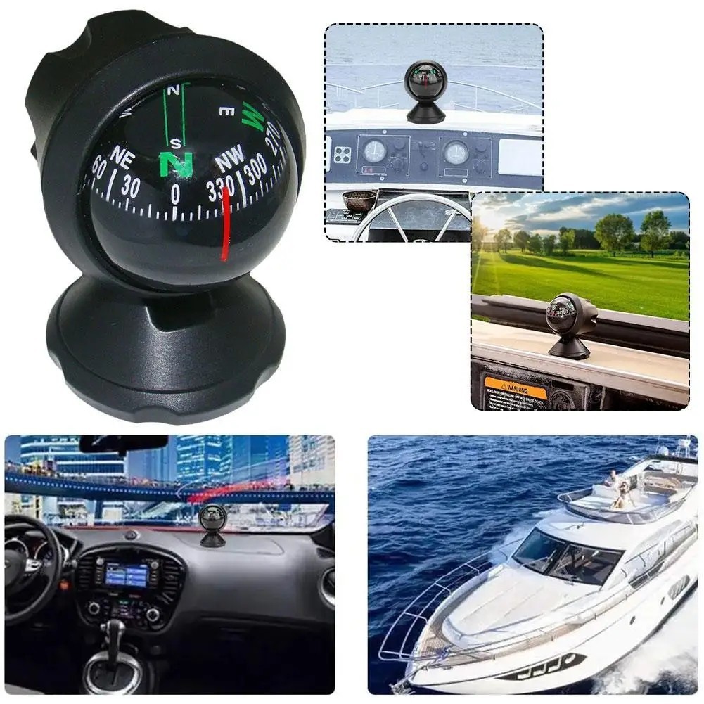 Share Compass for Car with Bottom Stick Car Compass Ball,Adjustible and Night Vi