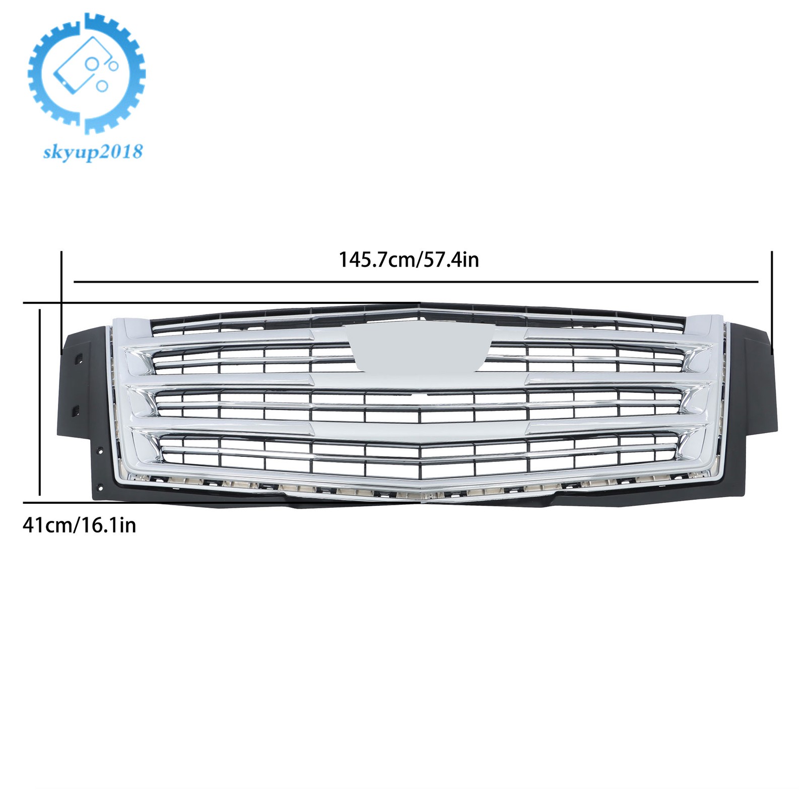Grille Chrome Without Camera Hole Front Upper Side For Cadillac Escalade 2015-20