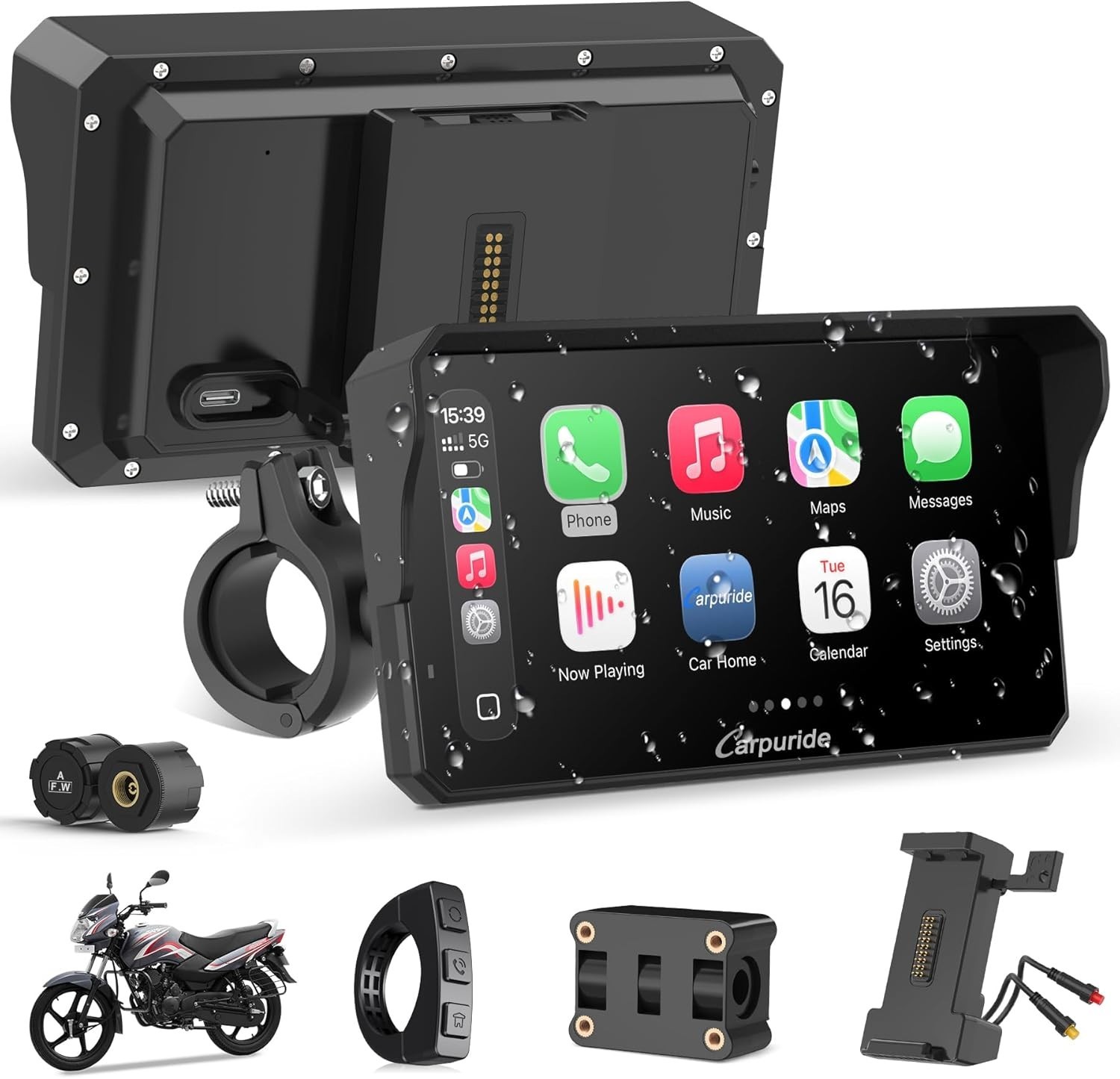 Carpuride 6.25″ Motorcycle CarPlay Android Auto TPMS GPS – NIB