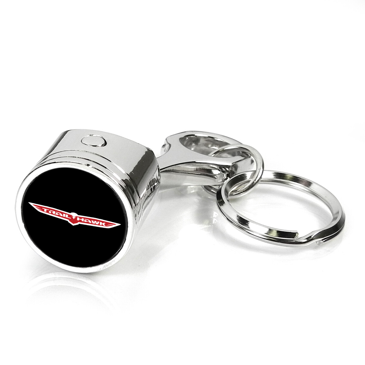 Jeep Trailhawk Chrome Finished Metal Piston Key Chain Key-ring