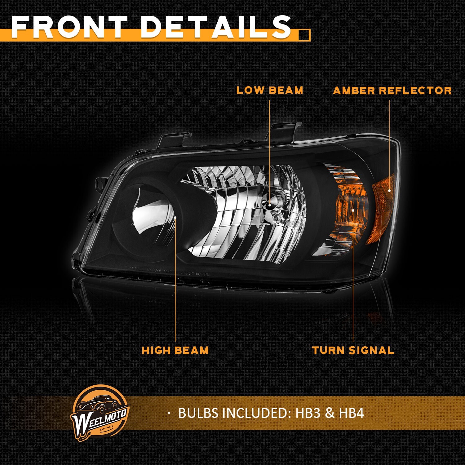 WEELMOTO Pair Headlights For 2004-2006 Toyota Highlander Driver and Passenger
