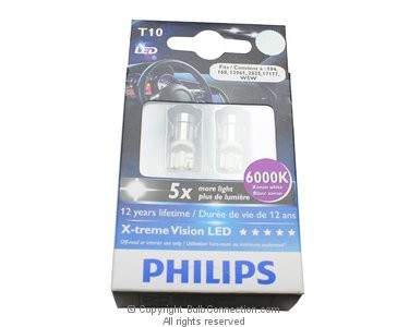 NEW Philips BC10291 Philips T10 LED 6000K 2-Pack 129666000KX2 12V