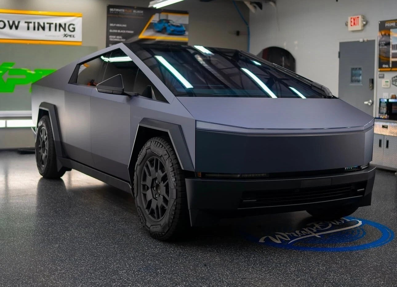 Cybertruck PreCut Paint Protection PPF Vinyl Wrap Color Change Matte Grey Blue