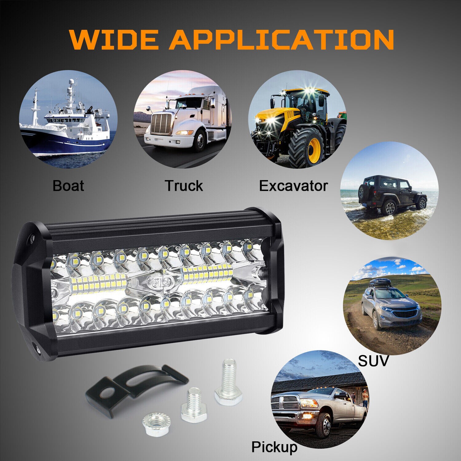 2x 7inch 20000LM LED Work Light Bar Flood Spot Pod Offroad Fog Driving ATV Truck