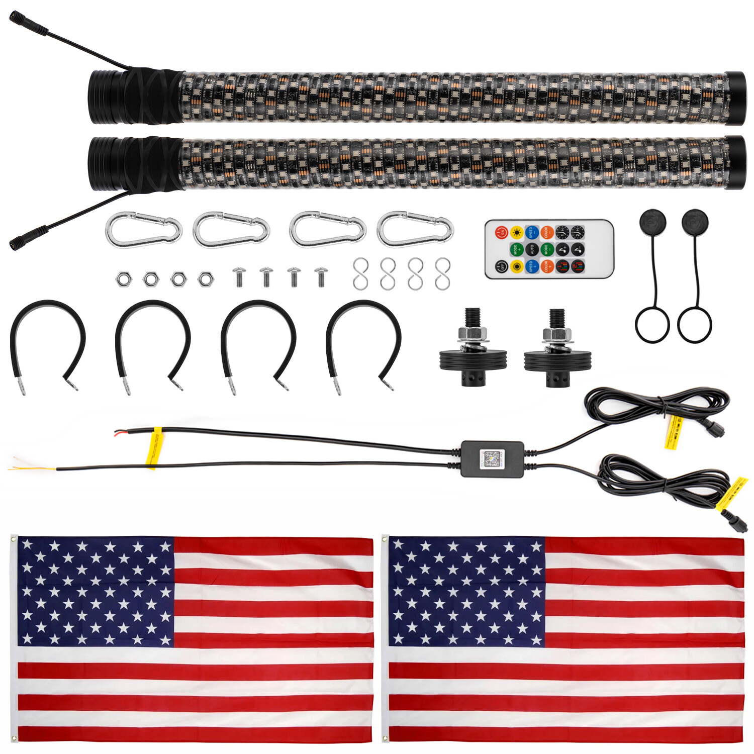 2PCS 2FT Thick Fat LED Whip Chasing RGB Light For Polaris RZR XP 1000 XP 4 1000