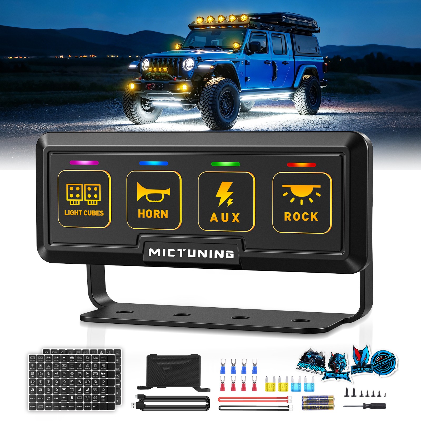 Wireless 4-Gang Switch Panel 4-Digit LED Touch Flash Strobe Control Relay System