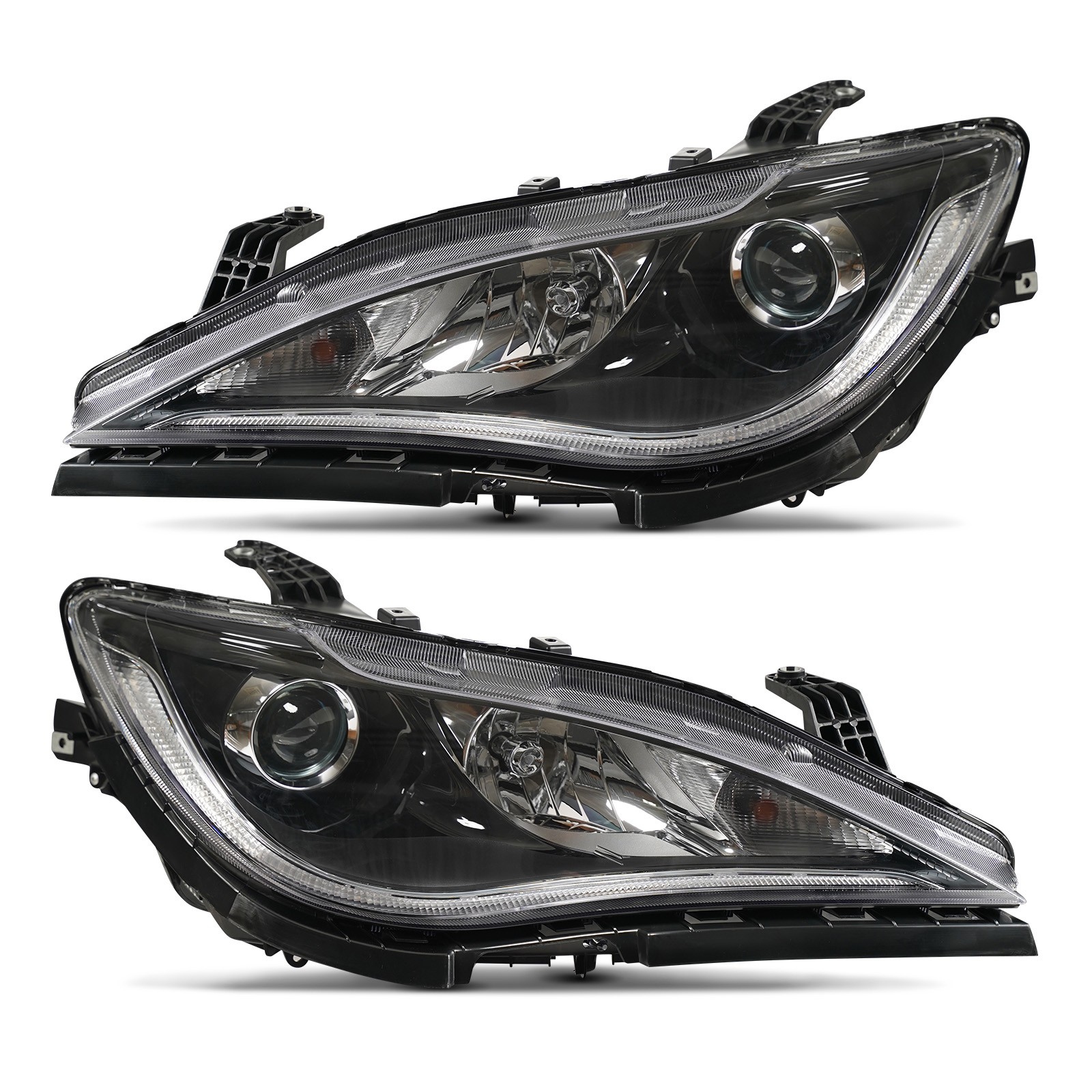 For 2017-2020 Chrysler Pacifica Halogen Headlight w/Quad Lamp w/ Black Trim Pair