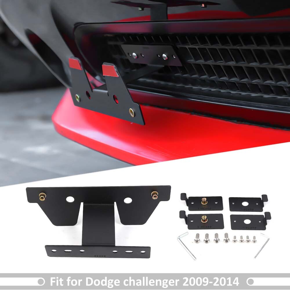 Black Front License Plate Bracket Holder Mount Stand for Dodge Challenger 09-14