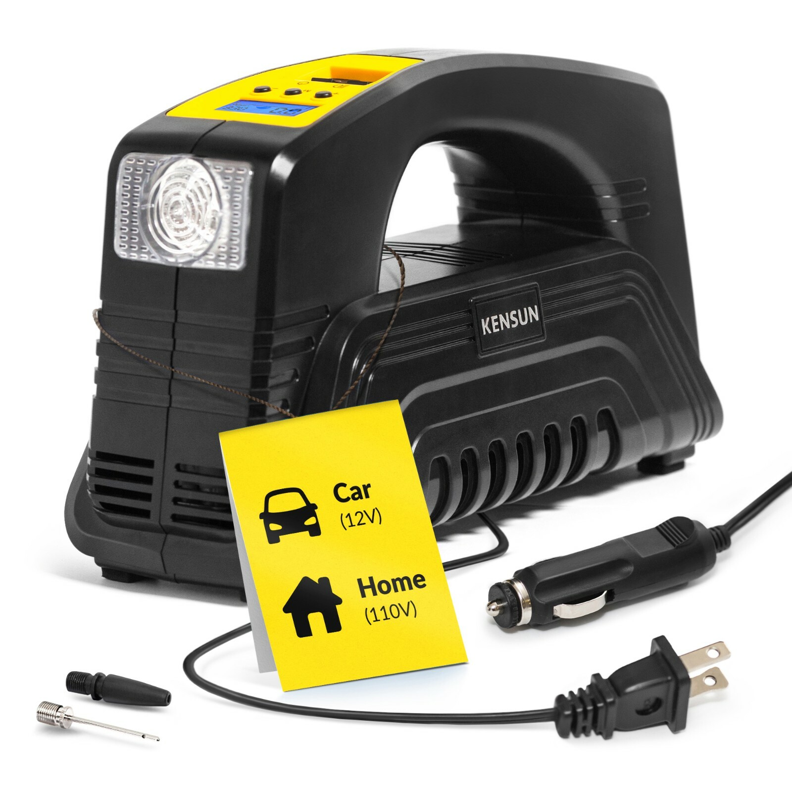 Air Compressor kensun Tire inflator portable digital Electric acdc