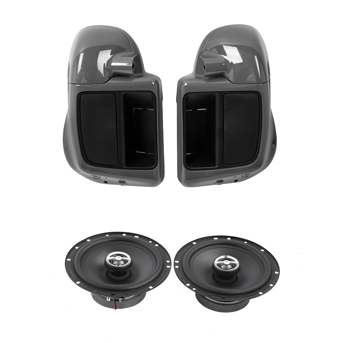 Lower Vented Leg Fairing+6.5″ Speakers Fit For Harley Touring 14-up Gunship Gray